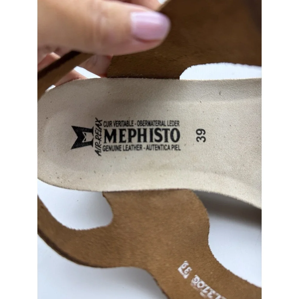 Mephisto Lissandra Camel Leather Wedge Comfort Sandal Women's sizes 39 (8 US)